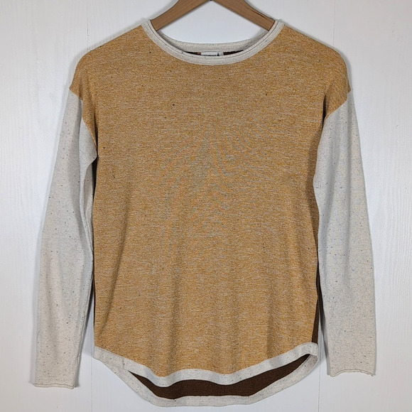 Smartwool Women’s XS Colorblock Sweater Long Sleeve Wool Blend Mustard Cream - Picture 1 of 13